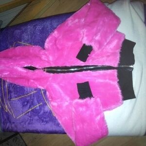 Dolls Kill Pink Faux Fur bomber Jacket